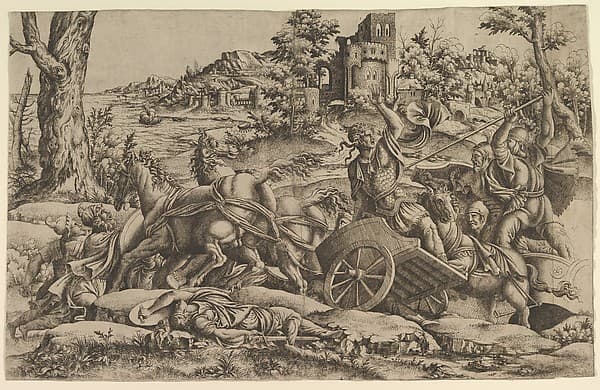 Agamemnon killing Odios, by Anonymous, French, School of Fontainebleau, 16th century