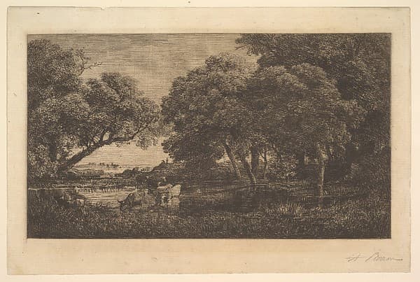 Stags in Woods, by Charles-François Daubigny