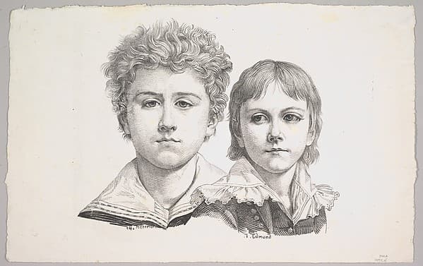 Portrait of the Rabe Children: Hermann, age 14 and Edmond, age 7 (recto); Proof before corrections of small faults in the images (verso), by Johann Gottfried Schadow