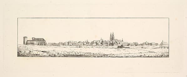 View of an Old Town with a Church and High Gabled Houses, by Johann Gottfried Schadow