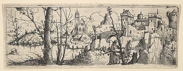 Landscape with Fort and a Church on a River, by Augustin Hirschvogel