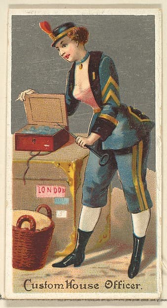Custom House Officer, from the Occupations for Women series (N166) for Old Judge and Dogs Head Cigarettes, by Goodwin & Company