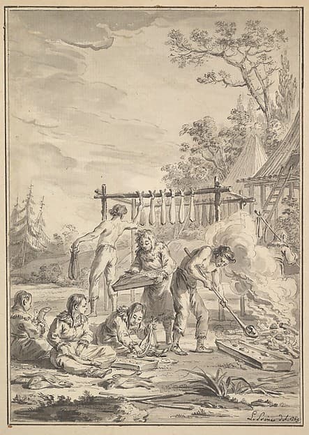 Itelmen Preparing Fish to be Dried, by Jean-Baptiste Le Prince