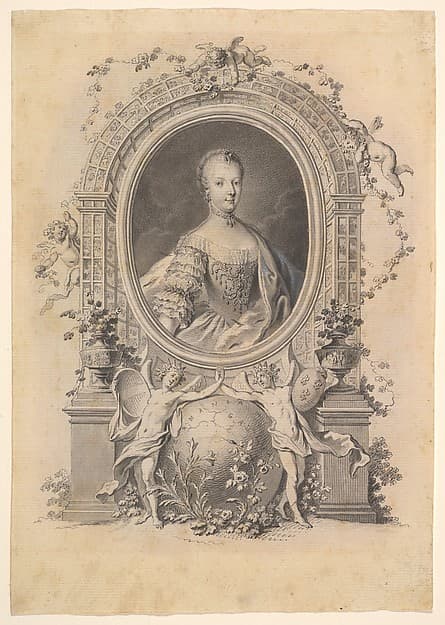 Portrait of Queen Marie-Antoinette in an ornamental frame, by Johann Esaias Nilson