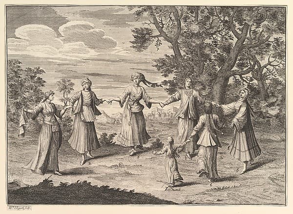 A Native Dance (Aubry de La Mottraye's "Travels throughout Europe, Asia and into Part of Africa...," London, 1724, vol. I, pl. 11), by William Hogarth