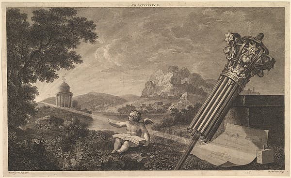 Frontispiece to Joshua Kirby's "Perspective of Architecture" (1761), by William Woollett