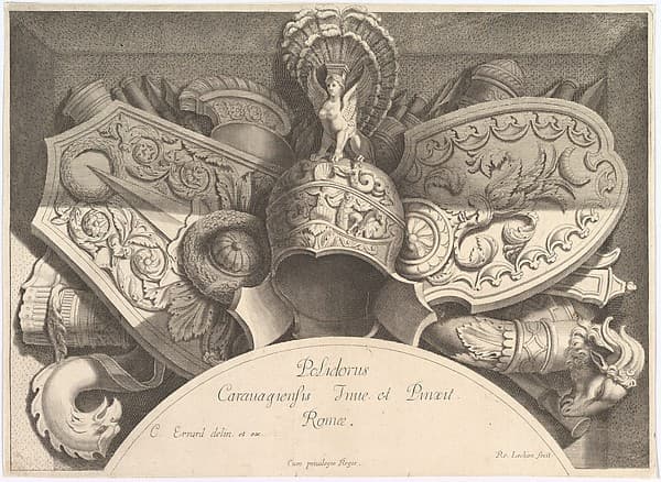 Plate from "Divers Trophées" (Weapon Trophies after the Façade of Palazzo Milesi in Rome), by Polidoro da Caravaggio
