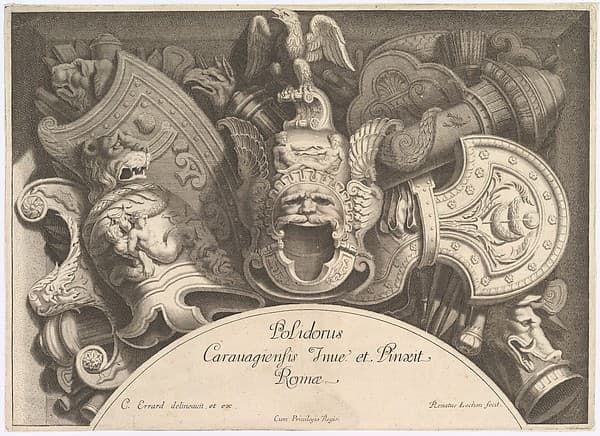 Plate from "Divers Trophées" (Weapon Trophies after the Façade of Palazzo Milesi in Rome), by Polidoro da Caravaggio