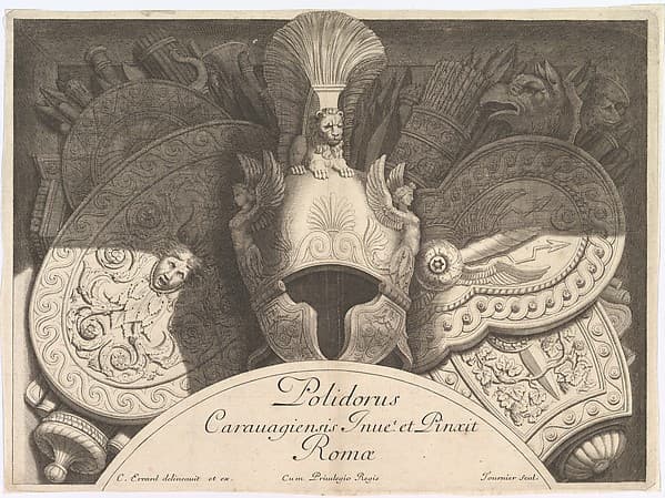 Plate from "Divers Trophées" (Weapon Trophies after the Façade of Palazzo Milesi in Rome), by Polidoro da Caravaggio