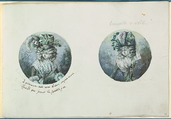 Two Costume Designs or Portrait Types, by Anonymous, French, 18th century