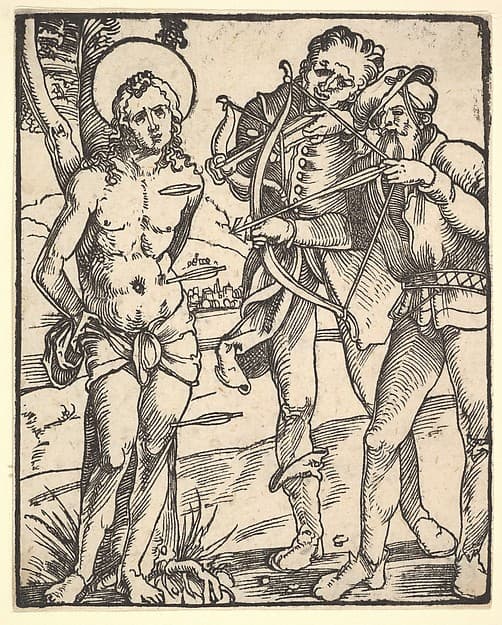 Martyrdom of St. Sebastian with Two Crossbow Men, by Hans Baldung (called Hans Baldung Grien)