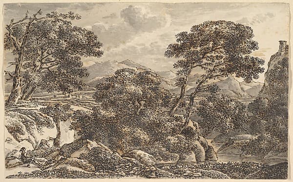 Southern Landscape with Resting Wayfarers at a River, by Ferdinand Kobell