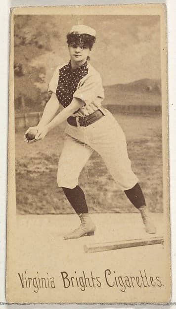 From the Girl Baseball Players series (N48, Type 1) for Virginia Brights Cigarettes, by Allen & Ginter