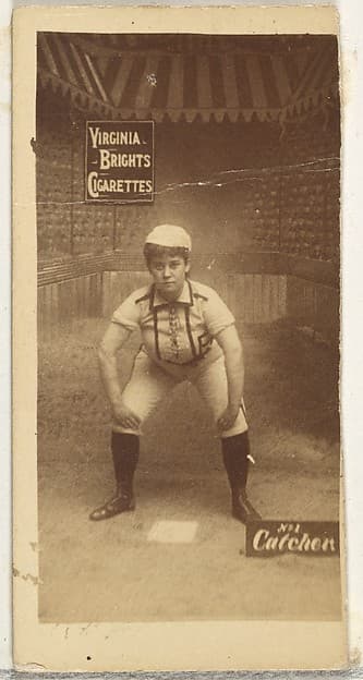 Catcher, from the Girl Baseball Players series (N48, Type 2) for Virginia Brights Cigarettes, by Allen & Ginter
