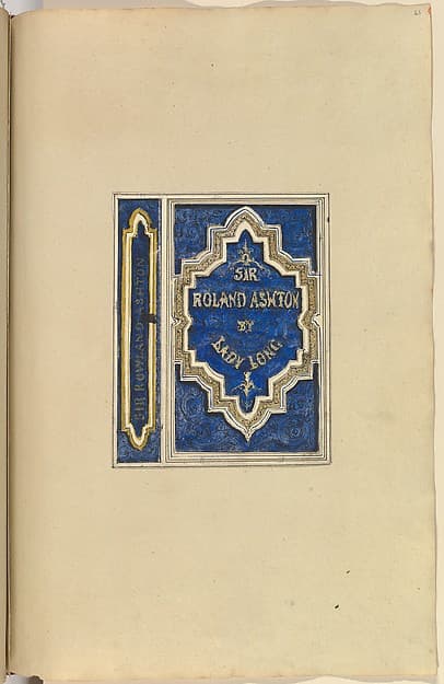 Design for Bookcover, Sir Roland Ashton, by Lady Long, by Alfred Henry Forrester [Alfred Crowquill]