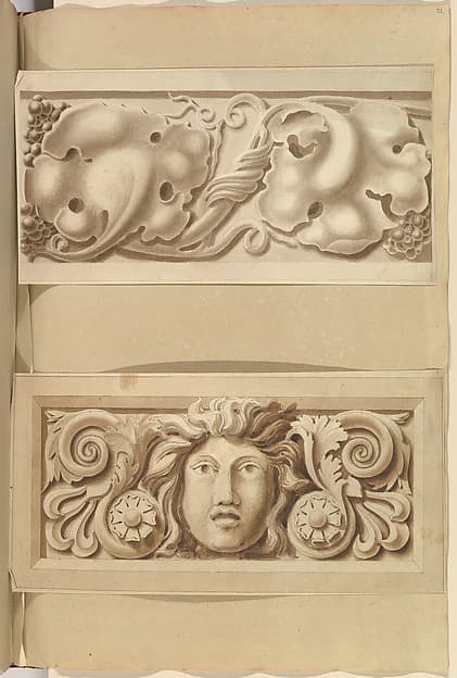 Two Carved Stone Ornamental Panels, by Alfred Henry Forrester [Alfred Crowquill]