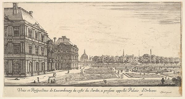 View of Luxembourg from the garden side of the Palais d'Orleans, from "Various views of remarkable places in Italy and France" (Diverses vues d'endroits remarquables d'Italie et de France), by Stefano della Bella