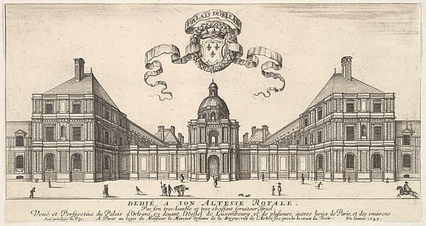 The Palais d'Orléans, from "Various views of remarkable places in Italy and France" (Diverses vues d'endroits remarquables d'Italie et de France), by Stefano della Bella