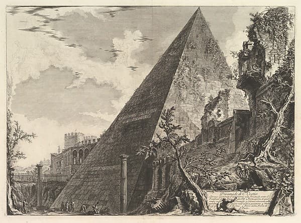 The Pyramid of Gaius Cestius, from Vedute di Roma (Roman Views), by Giovanni Battista Piranesi