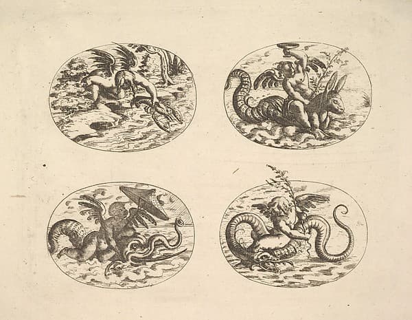Putti with Sea Monsters, from "Neue Grotessken Buch", by Christoph Jamnitzer