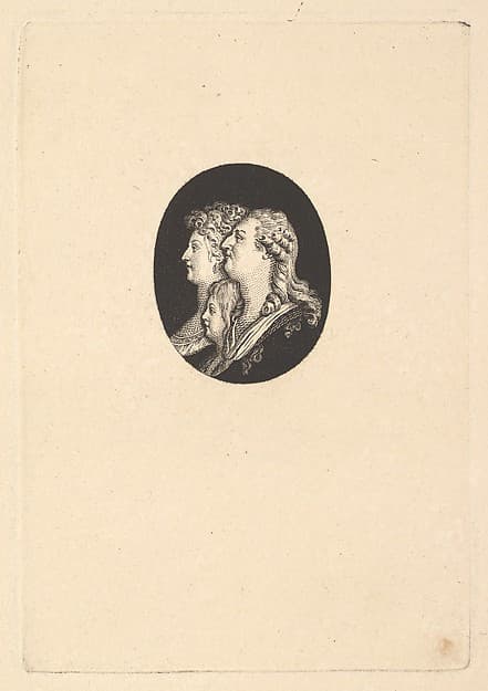 Portrait of Louis XVI, Marie Antoinette and The Dauphin, by Augustin de Saint-Aubin