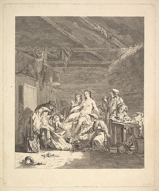 Vignette of the first volume, page 165: Usage des Russes après le Mariage et avant la Noce, from Voyage en Sibérie fait par ordre du Roi en 1761 [...], Paris, 1768 by Chappe d'Auteroche, by Augustin de Saint-Aubin