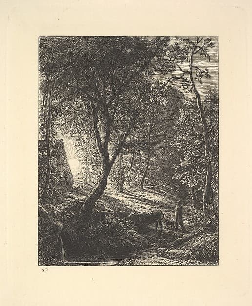 The Herdsman's Cottage, or Sunset, by Samuel Palmer