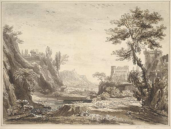 A classical landscape, by Jean-Baptiste-Claude Chatelain