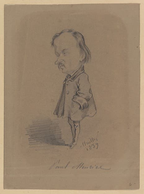 Caricature of Paul Meurice, by Hippolyte Mailly