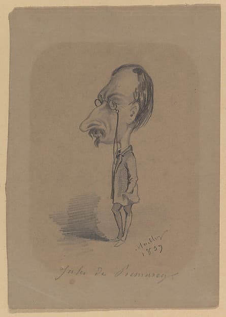 Caricature of Jules de Prémaray, by Hippolyte Mailly