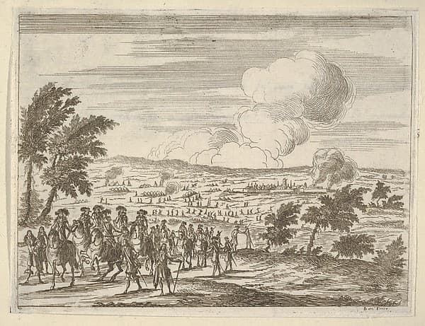 The Duke and his troops at Casalmaggiore, from "L'Idea di un Principe ed Eroe Cristiano in Francesco I d'Este, di Modena e Reggio Duca VIII [...]", by Bartolomeo Fenice (Fénis)