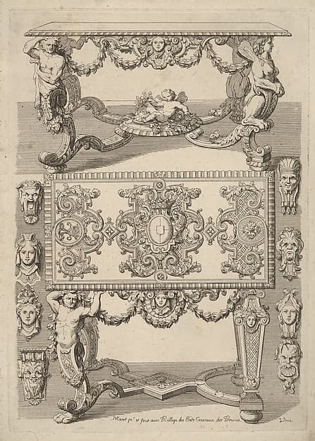 Table Designs, from 'Nouveaux Liure d'Orfevrerie', by Daniel Marot the Elder