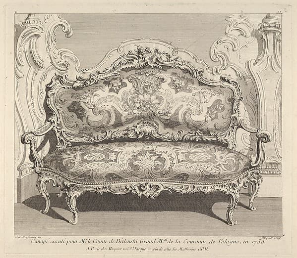 Canapé executé pour Mr. le Comte de Bielenski, from "Oeuvre de Juste Aurele Meissonnier", by Juste Aurèle Meissonnier