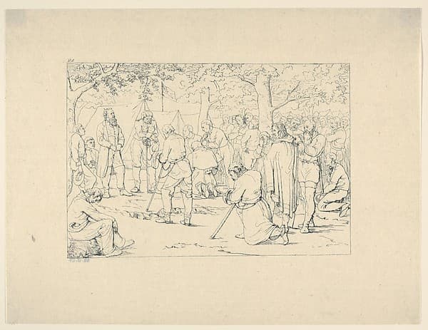 Prayer in Stonewall Jackson's Camp (from Confederate War Etchings), by Adalbert John Volck
