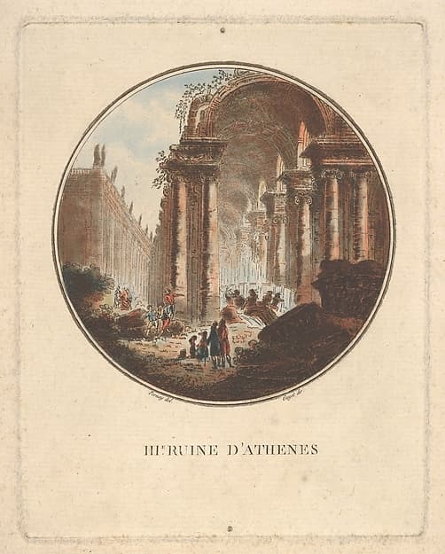 Ruins of Athens with a vaulted portico, by Laurent Guyot