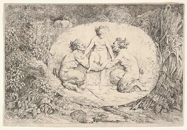 Nymph Supported by Two Satyrs, from "Four Bacchanalia" (Quatre Bacchanales), by Jean Honoré Fragonard