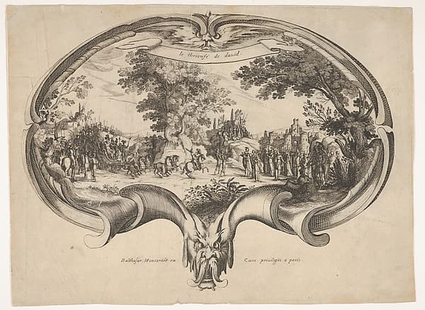 The Triumph of David, from a fan by Jacques Callot, by Charles Nicolas Cochin I