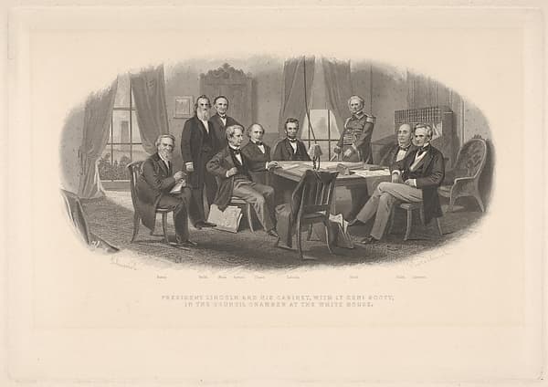President Lincoln and His Cabinet, with Lt. General Scott, in the Council Chamber at the White House, by Robert Whitechurch