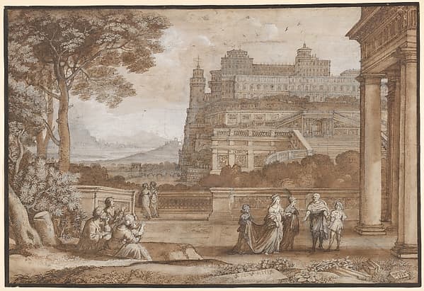 Queen Esther Approaching the Palace of Ahasuerus, by Claude Lorrain (Claude Gellée)