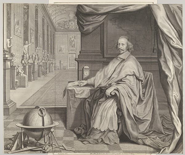 Cardinal Jules Mazarin Seated Within the Gallery of his Palace, by Robert Nanteuil