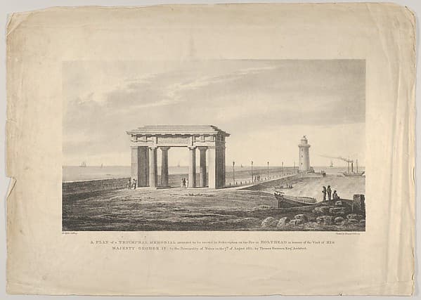 A Plan of a Triumphal Memorial....at Holyhead in honour of the visit of His Majesty George IV to the Principality of Wales on the 7th of August, 1821 by Thomas Harrison Esq. Architect, by Augostino Aglio, the elder