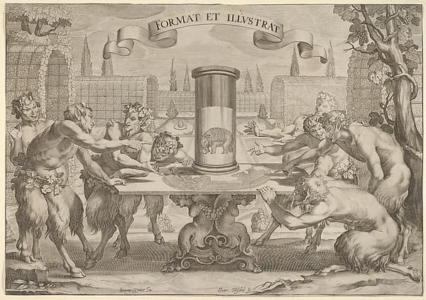Satyrs Admiring the Anamorphosis of an Elephant, by Hans Troschel