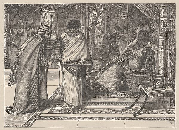 Joseph Presents His Father to Pharoah, from "Dalziels' Bible Gallery", by Sir Edward John Poynter