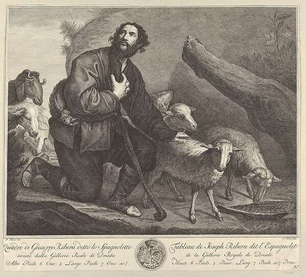 The Prodigal Son Tending Sheep, from "Recueil d'estampes d'après les plus célèbres tableaux de la Galerie Royale de Dresde", by Simon Fokke