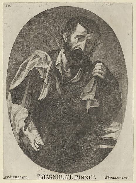 A man, possibly a scholar or philosopher, plate 64 from a portfolio of reproductions of the Imperial Gallery of Paintings in Vienna, by Anton Joseph von Prenner