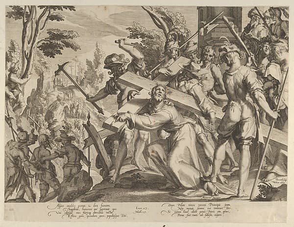 Christ Carrying the Cross, plate 4 from "Thronus Justitiae, tredecim pulcherrimus tabulis...", by Willem van Swanenburg