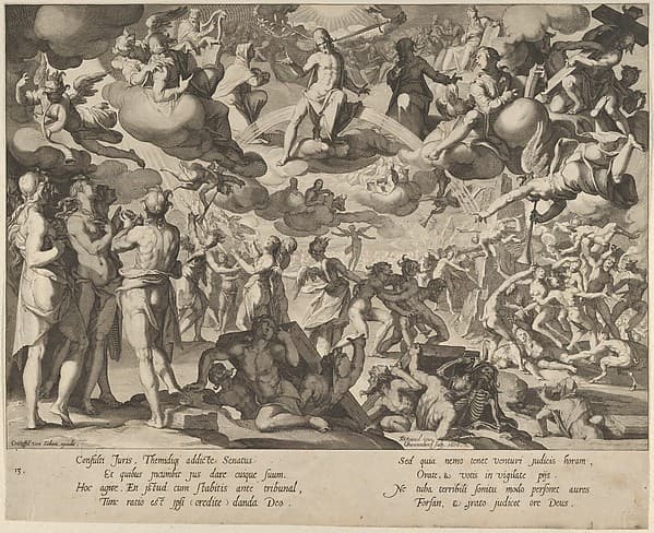 The Last Judgment, plate 13 from "Thronus Justitiae, tredecim pulcherrimus tabulis...", by Willem van Swanenburg
