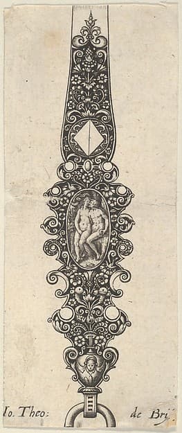 Pendant Design with Adam and Eve, from Des Pendants de Cleffs pour les Femmes, by Johann Theodor de Bry