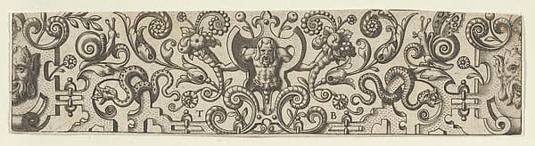 Frieze with Half-Length Figure Holding Cornucopias, by Theodor de Bry