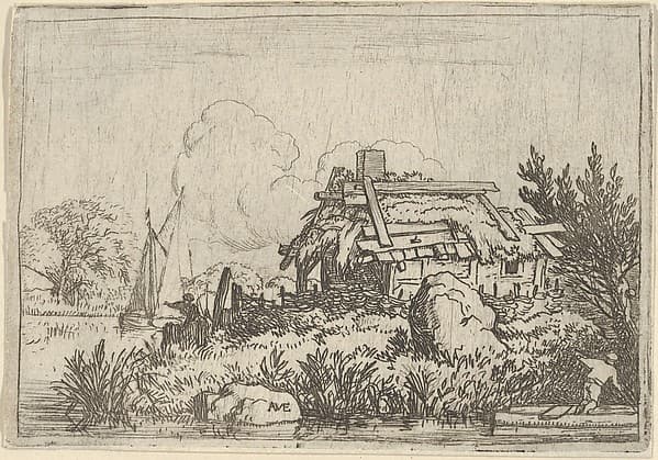 The Ruined Cottage, Surrounded by Water, by Allart van Everdingen